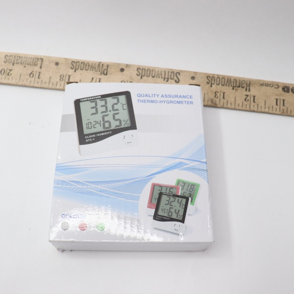 Alarm Clock Multi Function Digital LCD Thermo Hygrometer Black White HTC-1