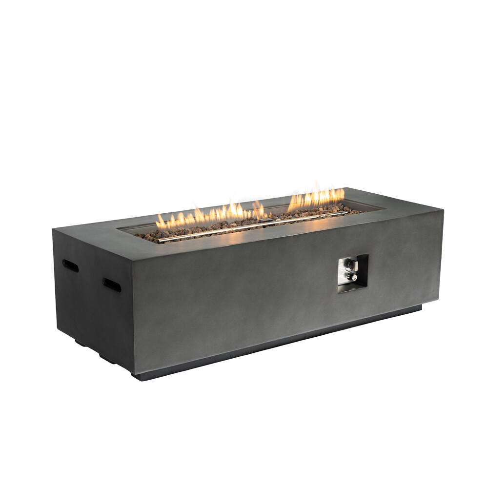 Outdoor Rectangle Propane Fire Pit Table 60inch 60000 BTU Concrete Fire Table