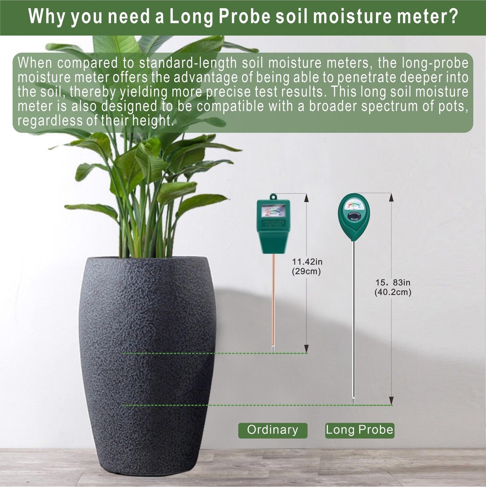 XLUX Long Probe Deep Use Soil Moisture Meter Sensor, Water 40CM-2 Pack