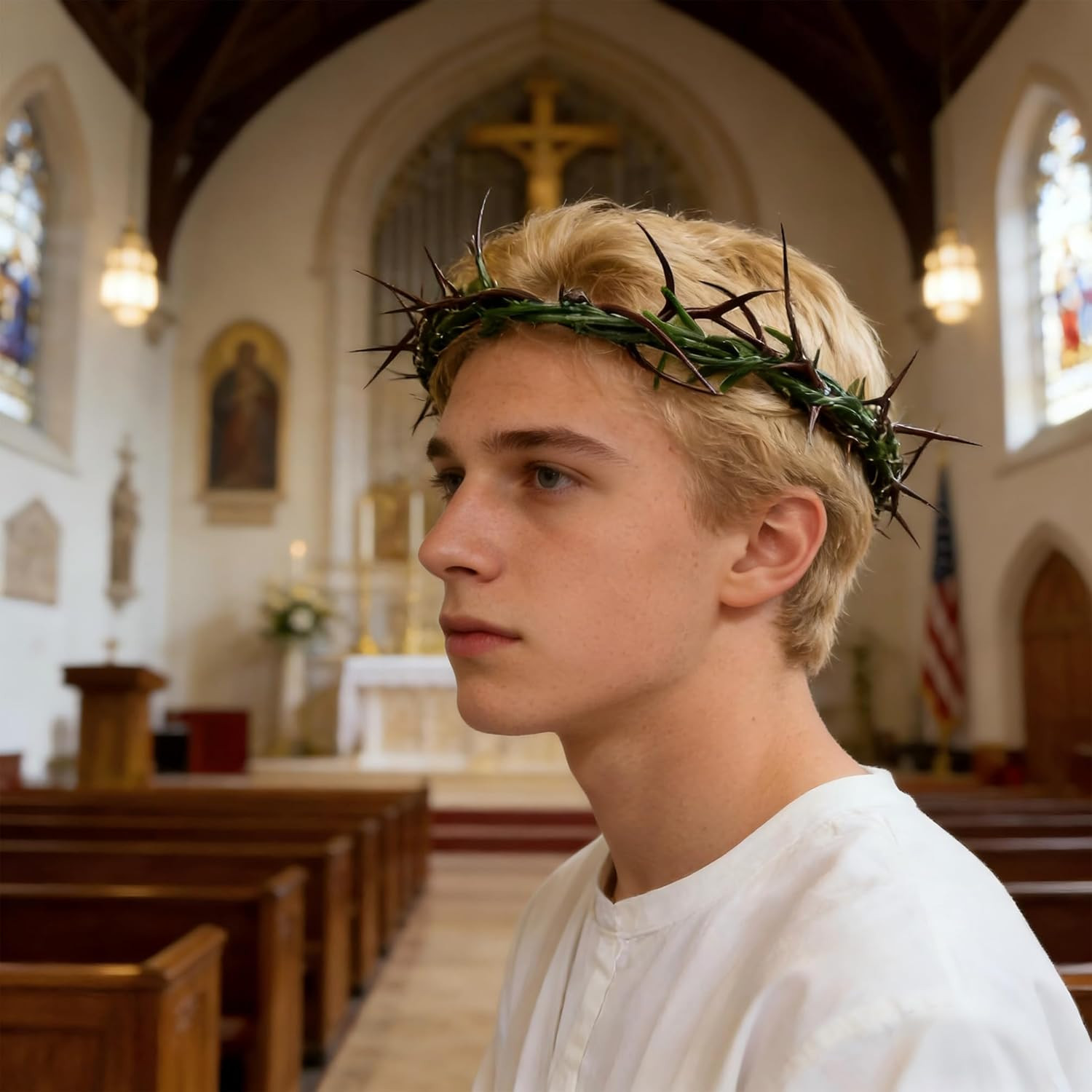 Wearable Crown of Thorns Life Size 8’’ Diameter, Decoration for Home and Church