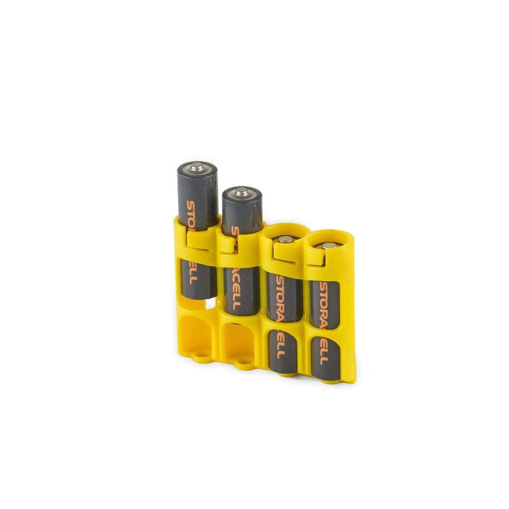 Slim Line AA 4 Pack Battery Caddy (Yellow)