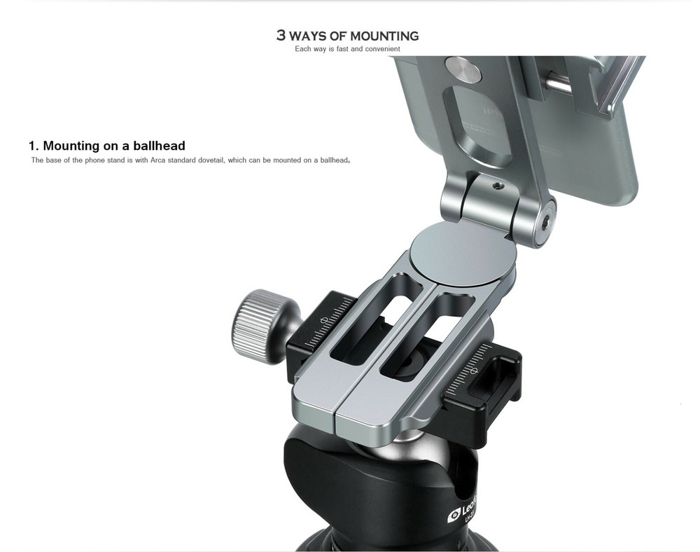 【US Dealer】Leofoto PS-2 Multi-Functional Foldable Cellphone Stand (Silver)