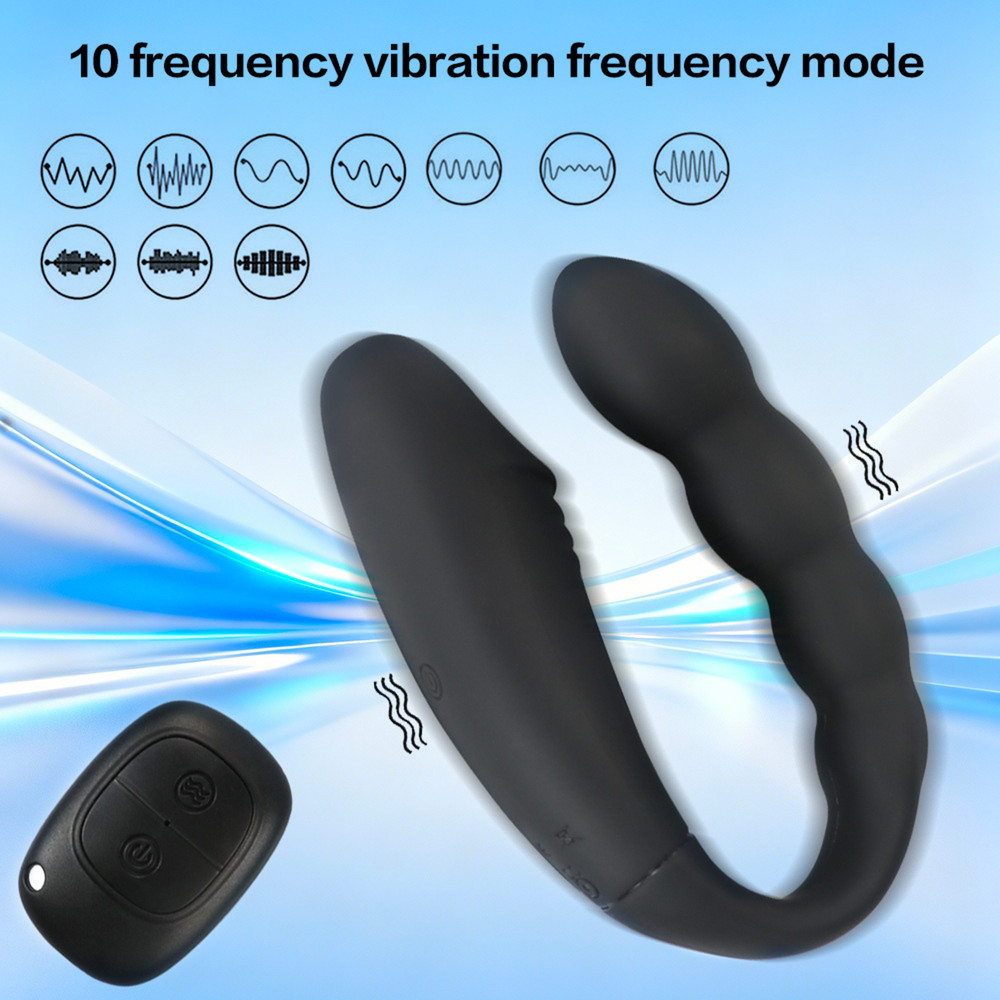 Remote Double-Ended Vibrating Anal Butt Plug Dildo Flexible Silicone For Couples