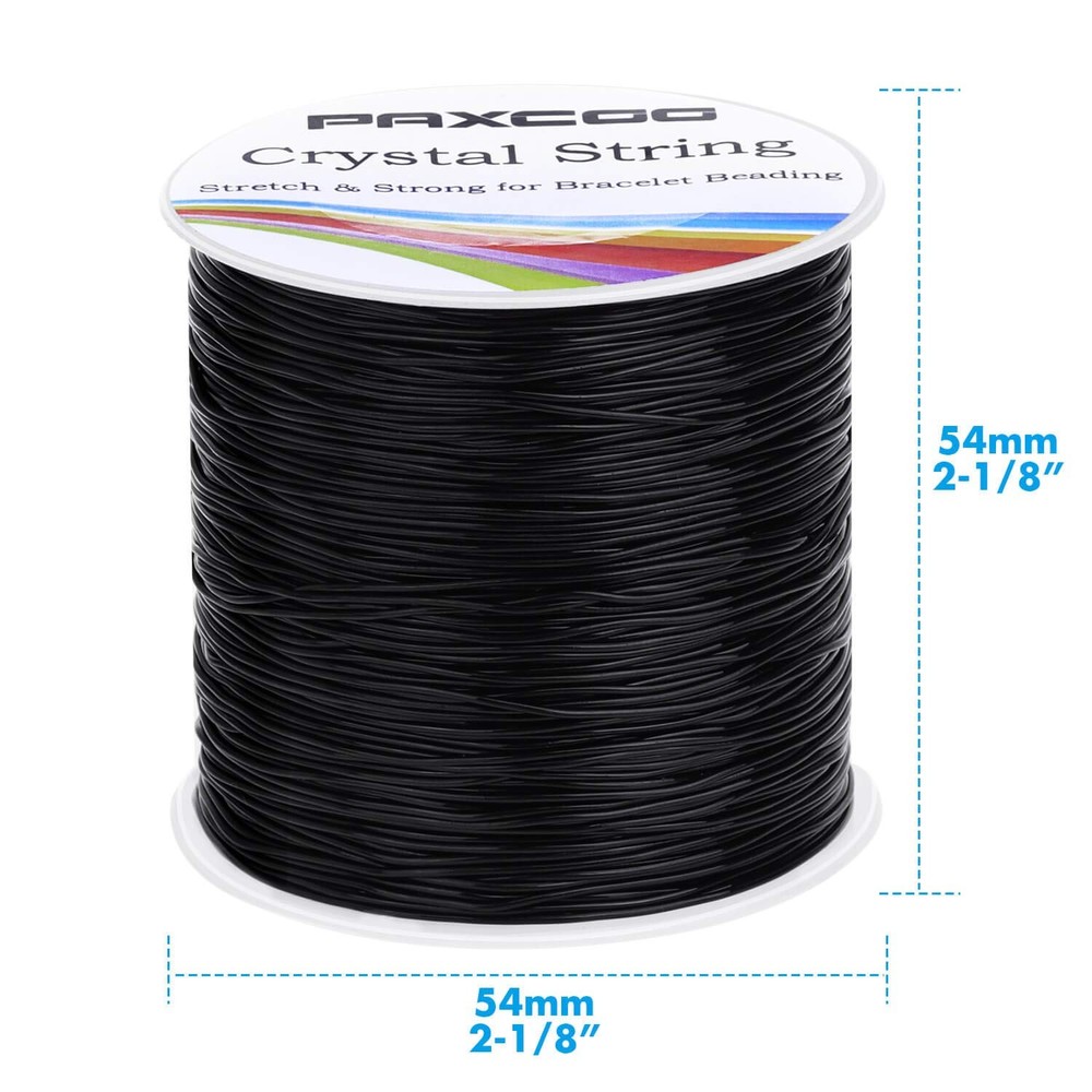 Paxcoo Stretchy String for Bracelets, 0.8 mm Black Elastic MM,