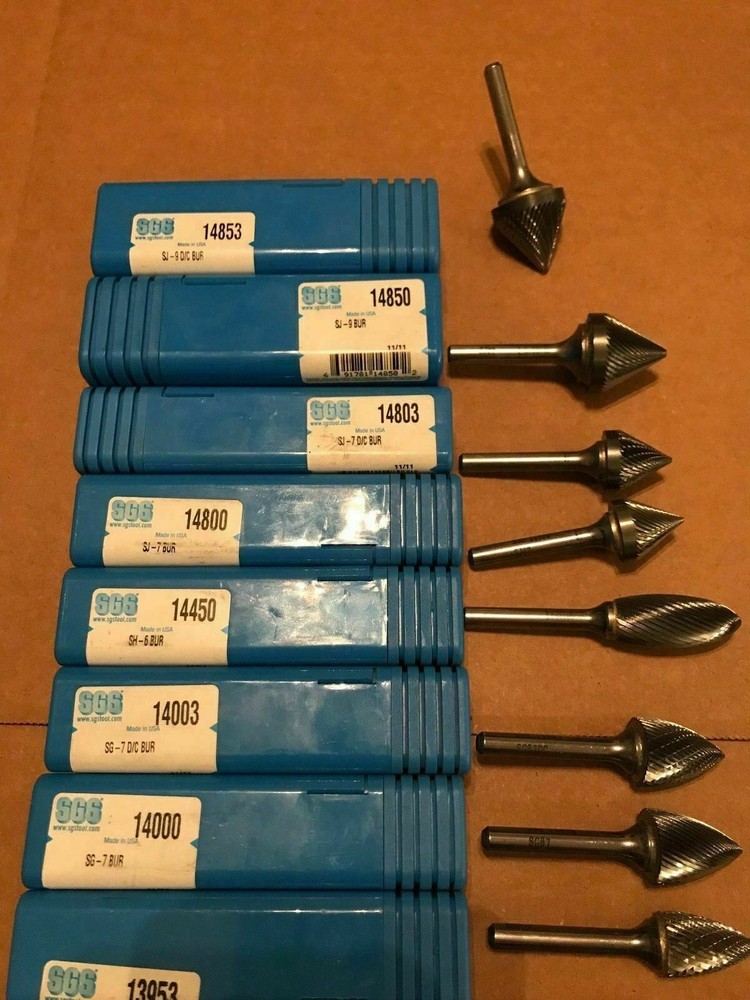 1x NEW SGS Solid Carbide Bur - Tree Shape - SG-7 - 1/4" Shank - 14000