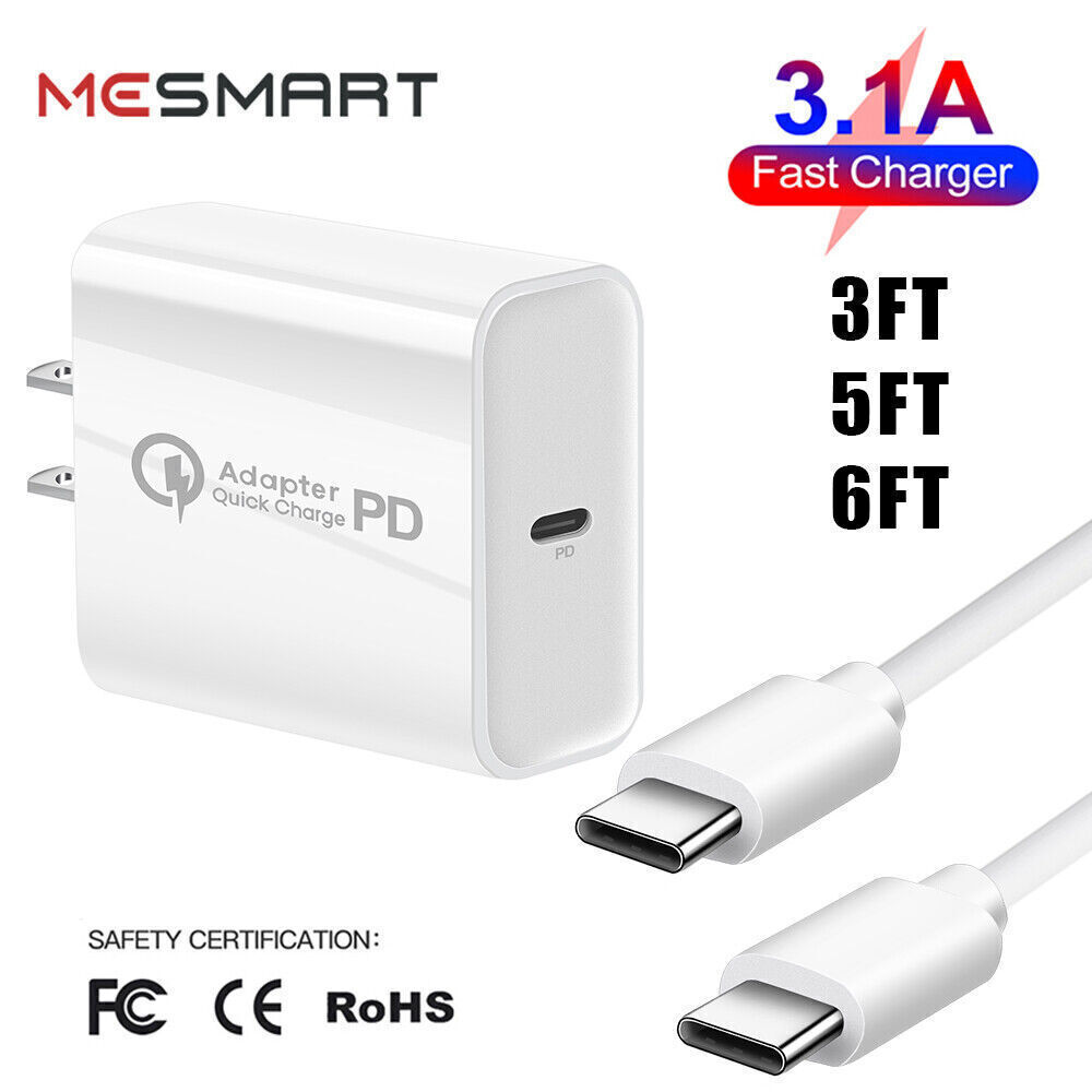 For iPad Pro iPad Air iPhone 15 Pro Max Plus Fast USB C Cable Wall Charger Cord