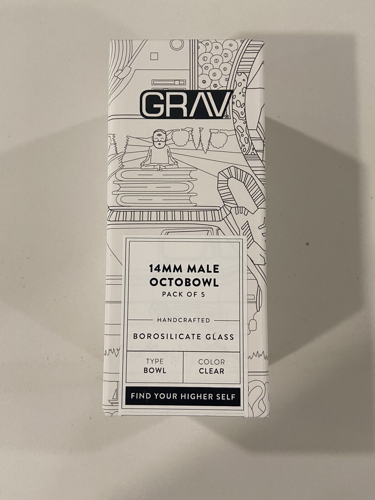 GRAV 14mm Male Octobowl w/ Built-in Glass Screen - Clear *SHIPS ASAP*