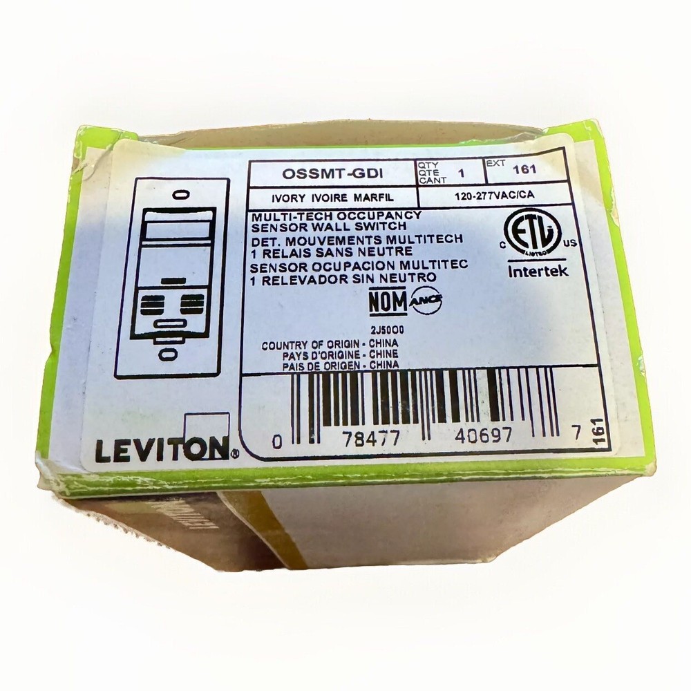 Leviton PIR Sensor/Ultrasonic Occupancy Sensor, Multi-Tech, Wall Switch, Ivory
