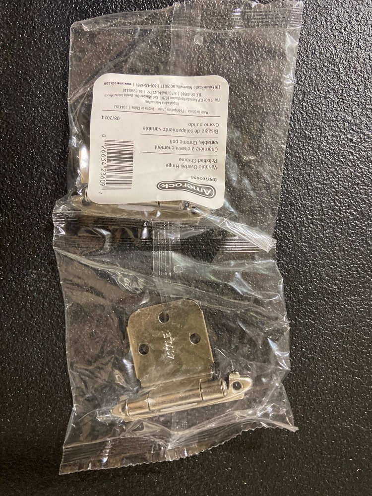 Amerock BPR762926 Hinge Pair: 105° Self-Close, Polished Chrome, Variable Overlay