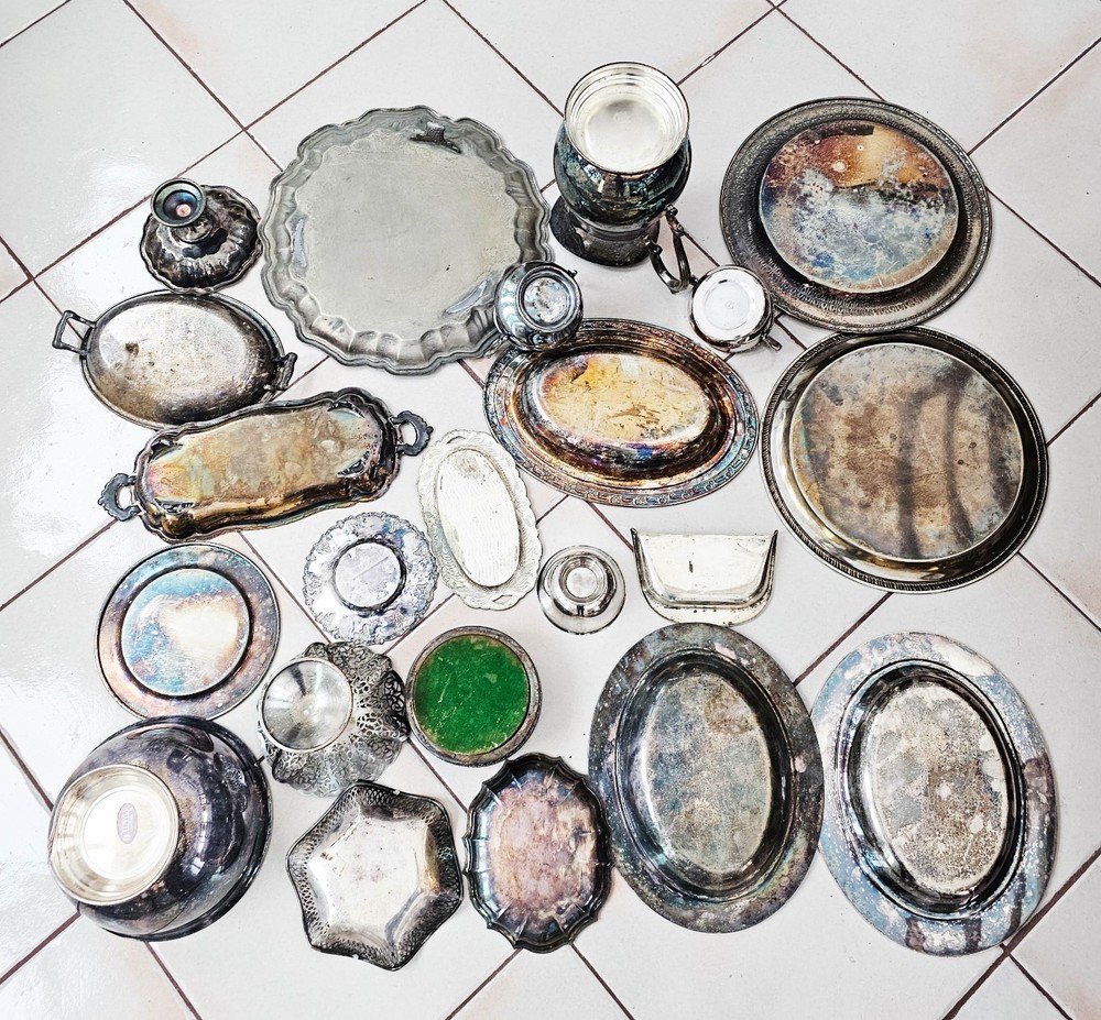 Silverplate Huge Lot 21 Pieces Misc Assorted Serving Pieces Vintage 16 lbs