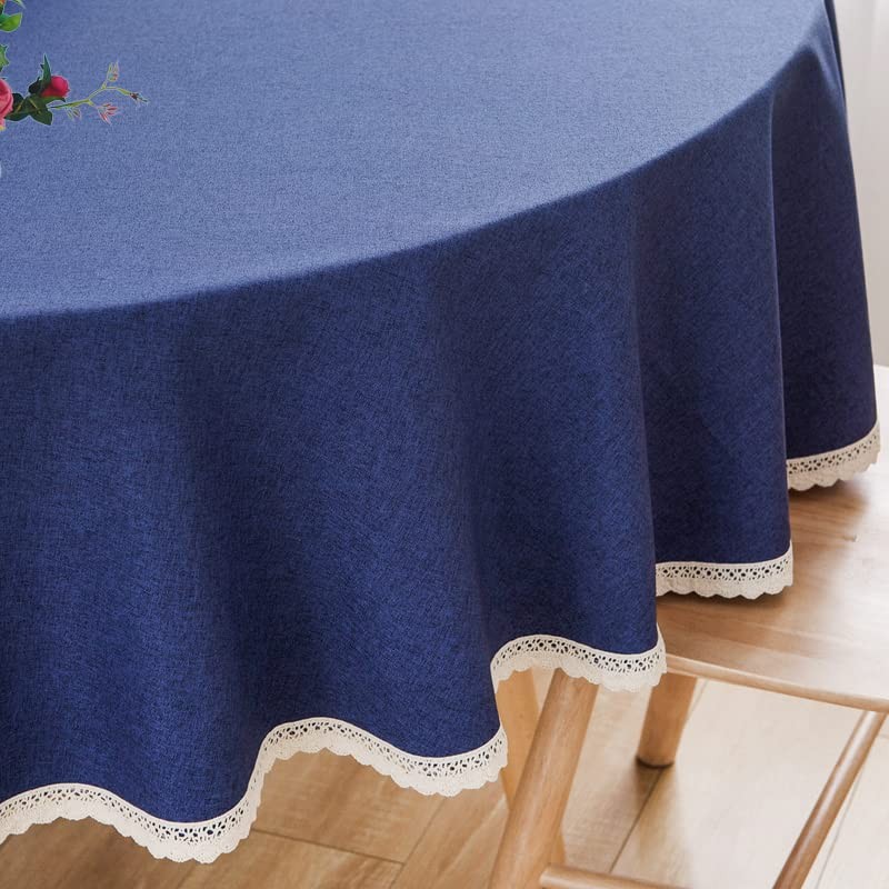 Tablecloth - 55" Inch Round Tablecloth for Circular Table 55" (Round) Navy Blue