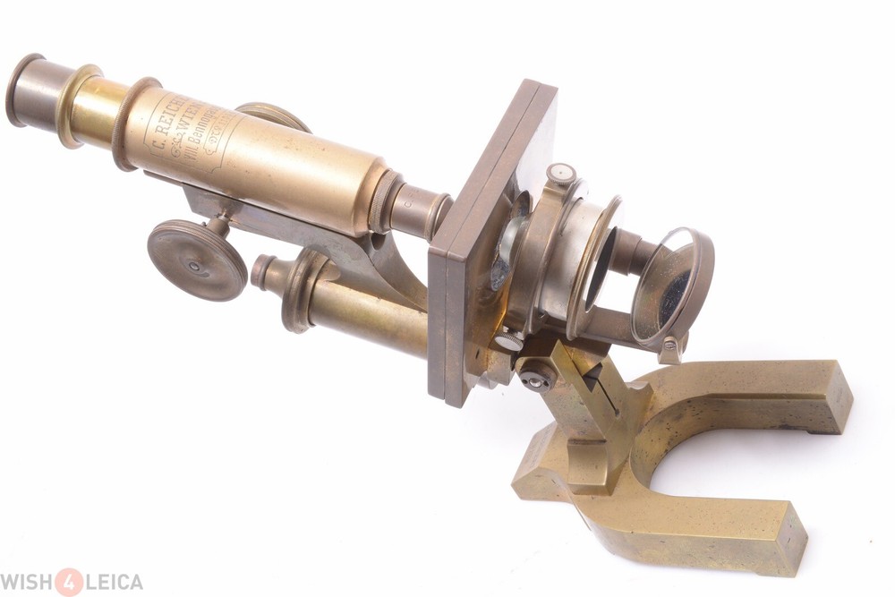 ✅ REICHERT ANTIQUE BRASS MICROSCOPE COMPOUND C.1900 W/ CASE