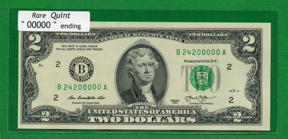 B 24200000 A ~~Trailing 0's === Quint 00000 ending == == ==  $2.00 FRN