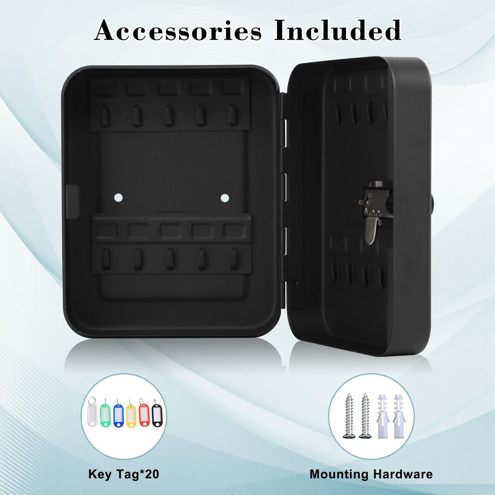 20 Key Storage Lock Box with Code, Key Cabinet Organizer Wall Mount with Comb...