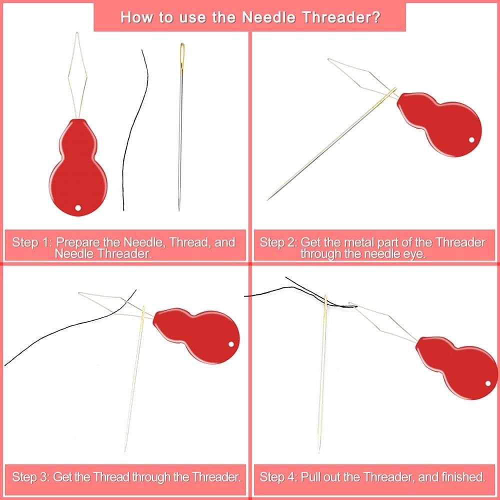 Large Eye Sewing Needles with Threaders, Assorted Sizes, 35pcs