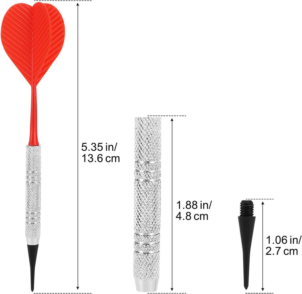Soft Tip Darts Set with 100 Black 2BA Replacement Tips for Dartboard