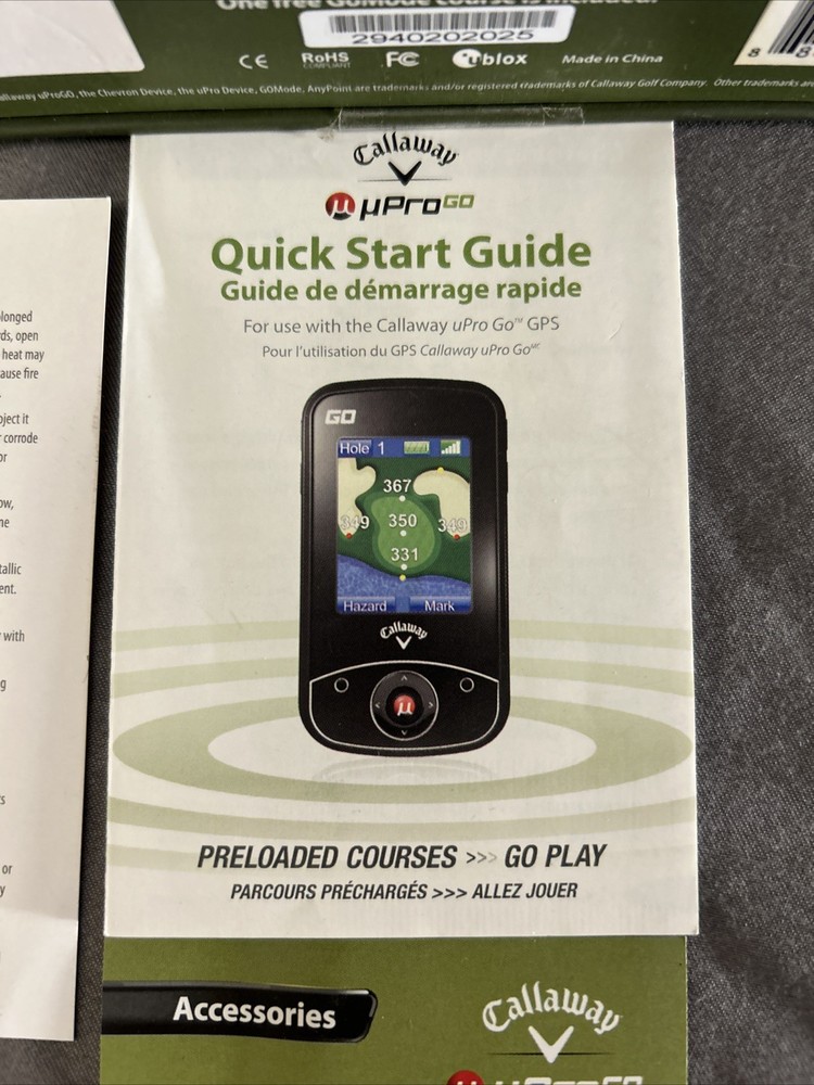 Callaway Upro Go Handheld GPS Rangefinder Pre-Loaded Courses