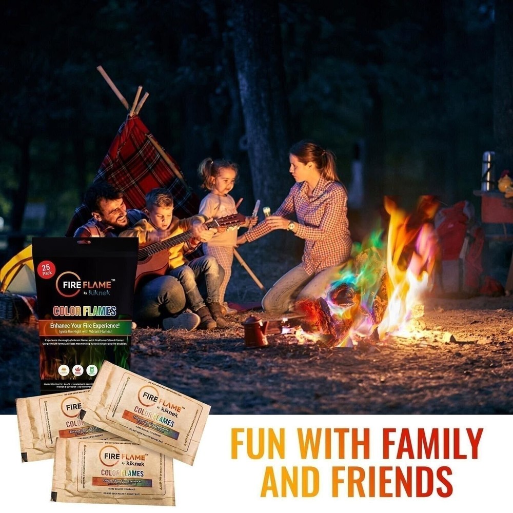 FireFlame Fire Color Changing Packets - Magic Color Fire Flames - 25 Pack