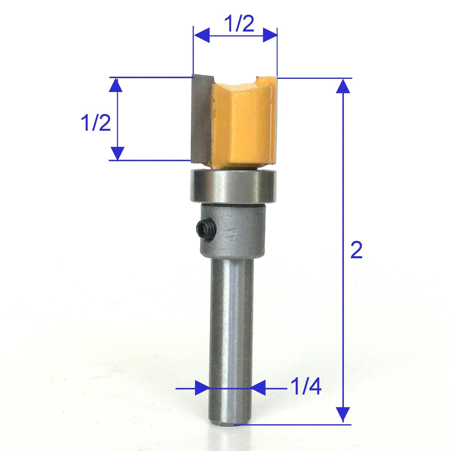 1 pc 1/4" Shank with Top Bearing Dado 1/2x1/2 Blade Flush Trim Pattern Bit G
