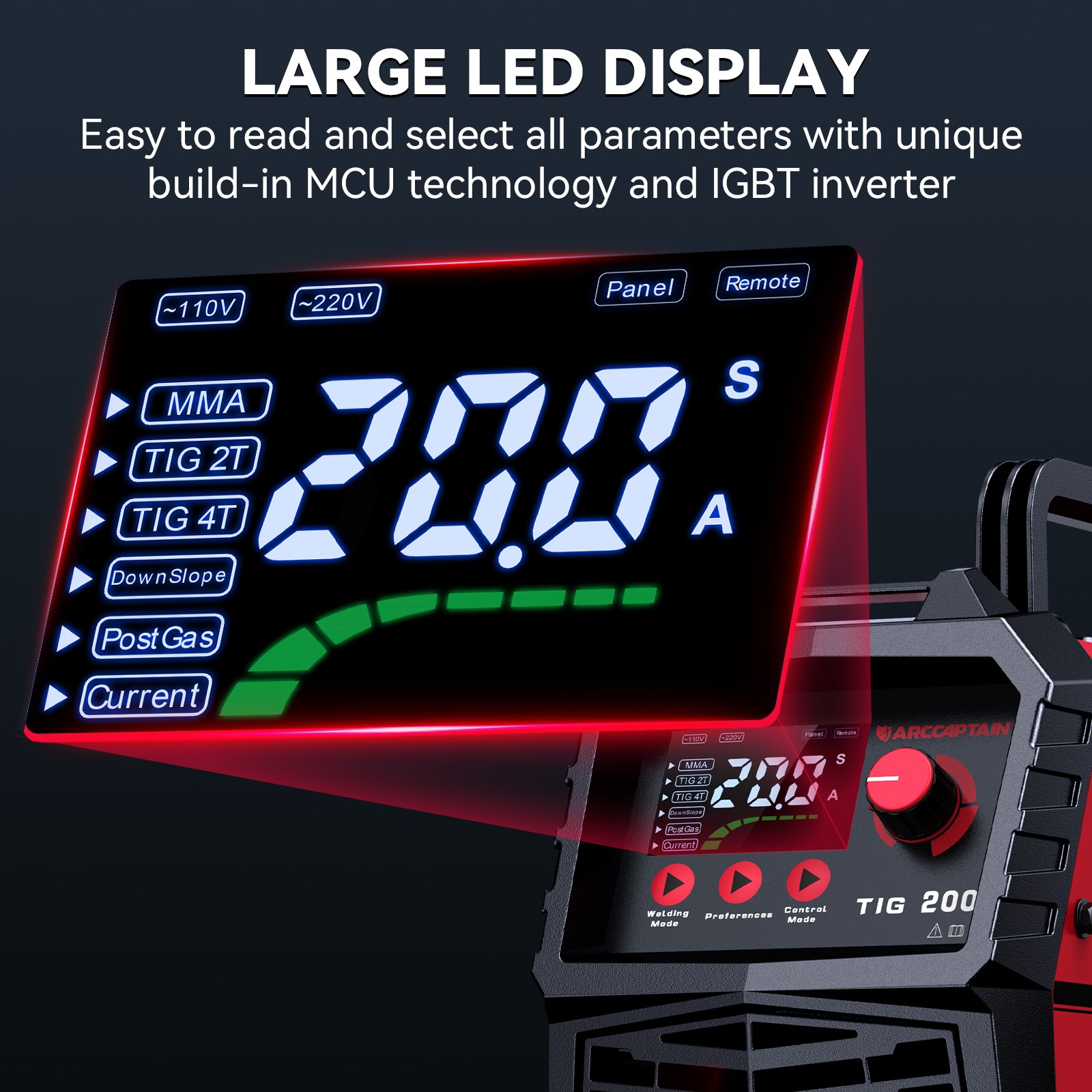 ARCCAPTAIN TIG Welder 200A High Frequency 110v/220v Dual Voltage TIG/Stick/Arc