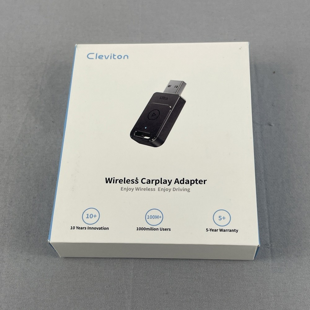 Cleviton For Apple Car Play Wireless Adapter 3x Faster Plug & Play New Open Box