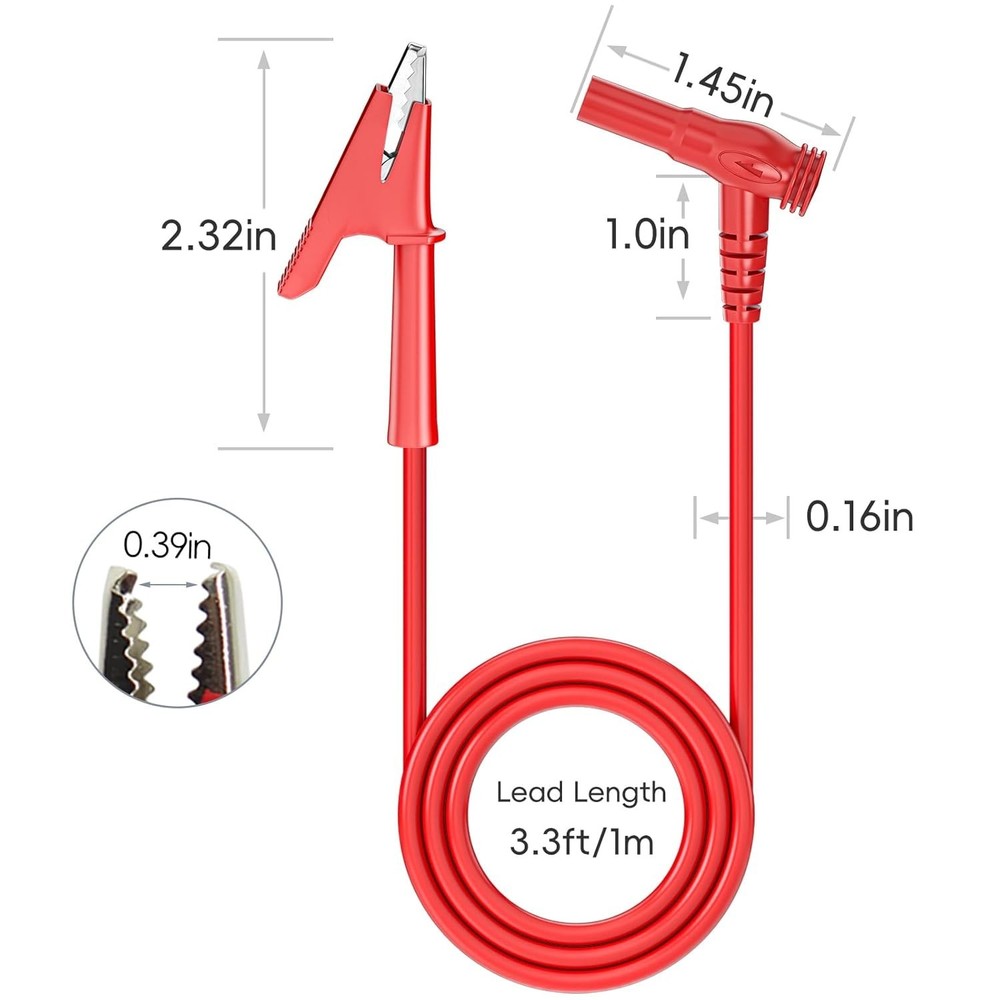 Efficient Electrical Testing with 1000V 3.3ft Banana Plug to Alligator Clips