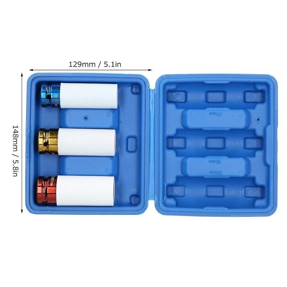 1/2" Drive Wheel Protector Impact Socket, Thin Wall Deep Impact Socket Set