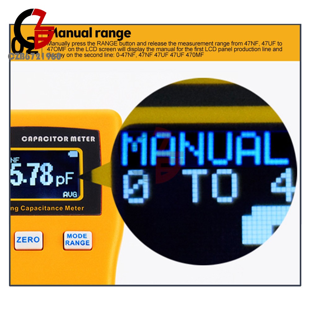 LCD High-precision Capacitor Meter Auto Range Handheld Capacitor Circuit Tester