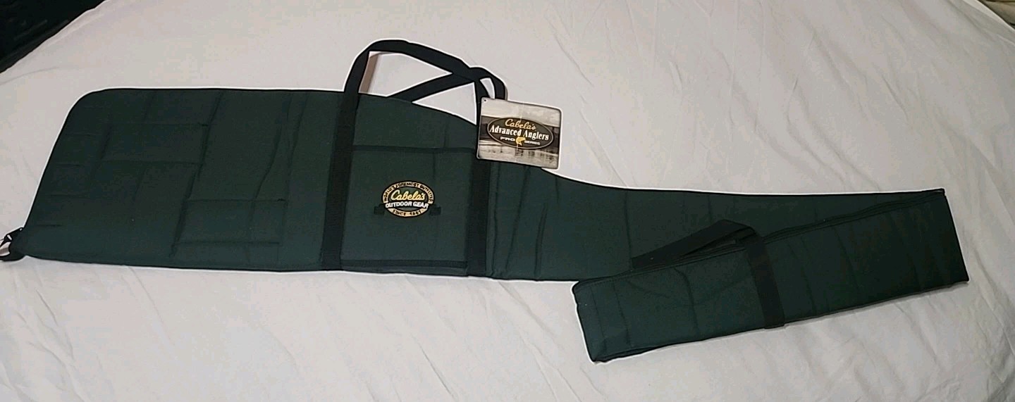 Cabela's Soft 85" x 11.5" Green Canvas Fishing Rod Case holds multiple rods