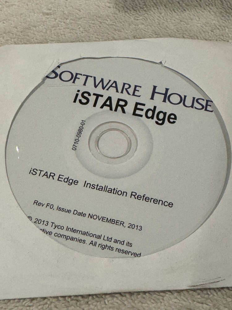 Software House iStar Edge Installation Reference CD - CD ONLY VERY GOOD CONDITIO