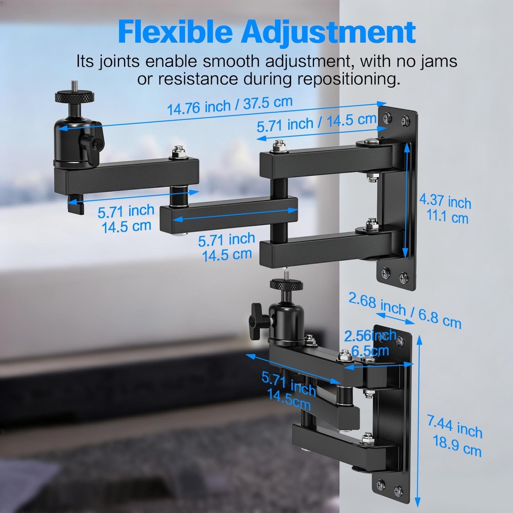 Projector Wall Mount, 360° Rotation 3-Sections Wall Mount for Projector Webca...