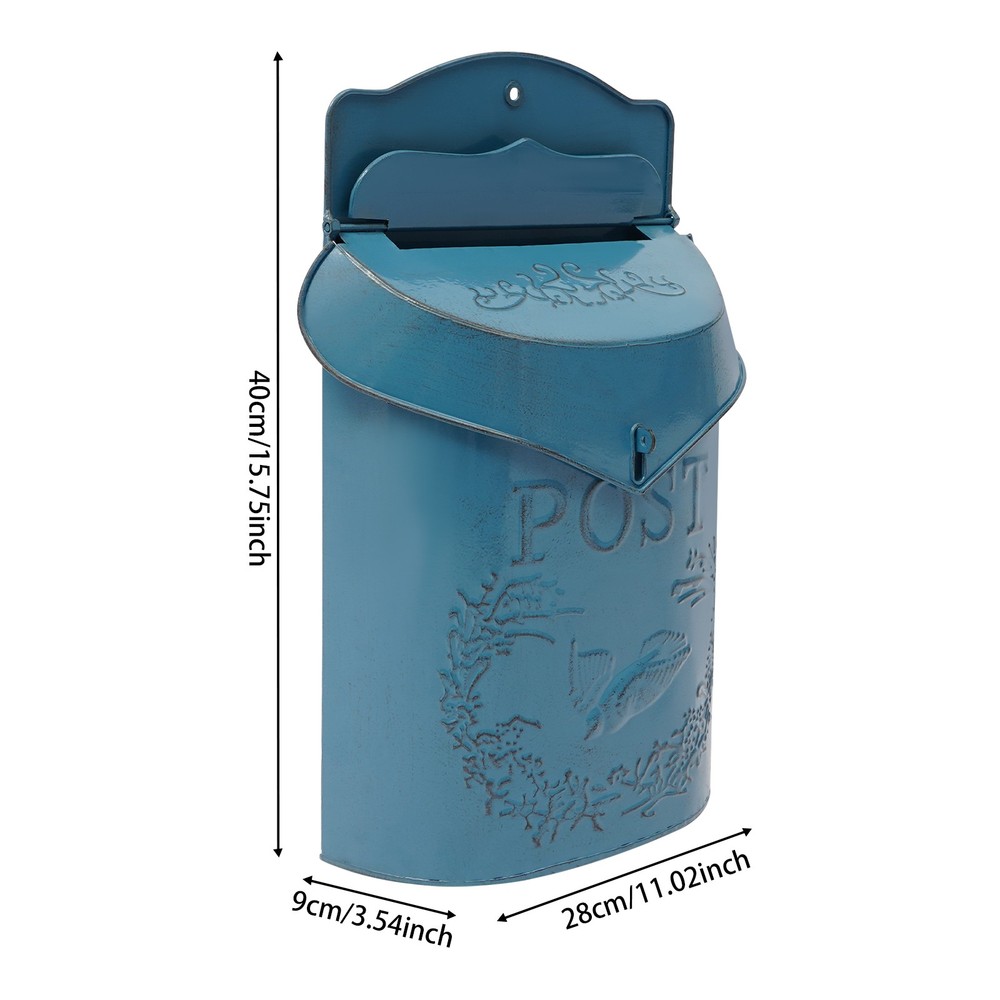 Vintage Rustic Wall Mount Mailbox Lockable Post Box Large Secure Mail Letter Box