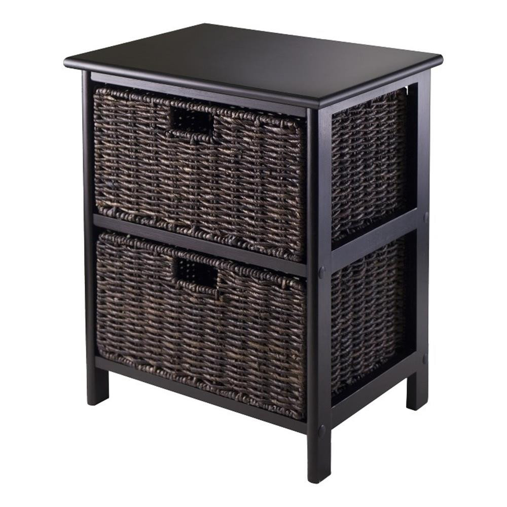 Winsome Omaha Transitional Solid Wood Storage Rack w/ 2 Foldable Baskets - Black