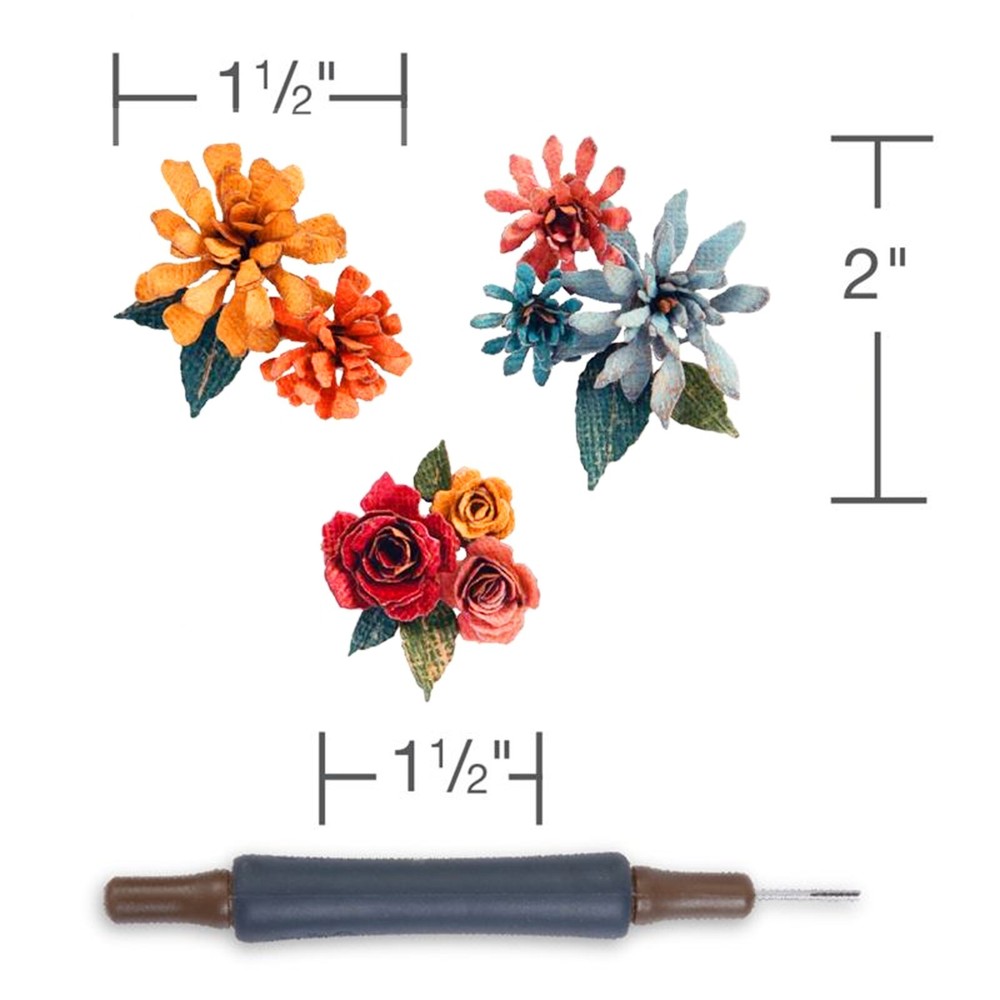 Sizzix Thinlits Tiny Tattered Florals 15pc with tool #660227 Retail $28.99 Holtz