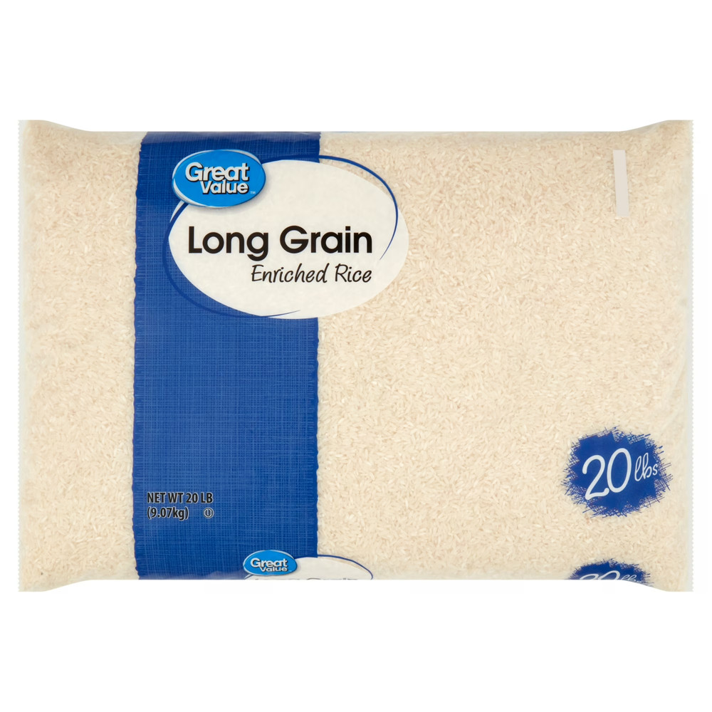 Great Value Long Grain Enriched Rice, 20 lb, 4 pack