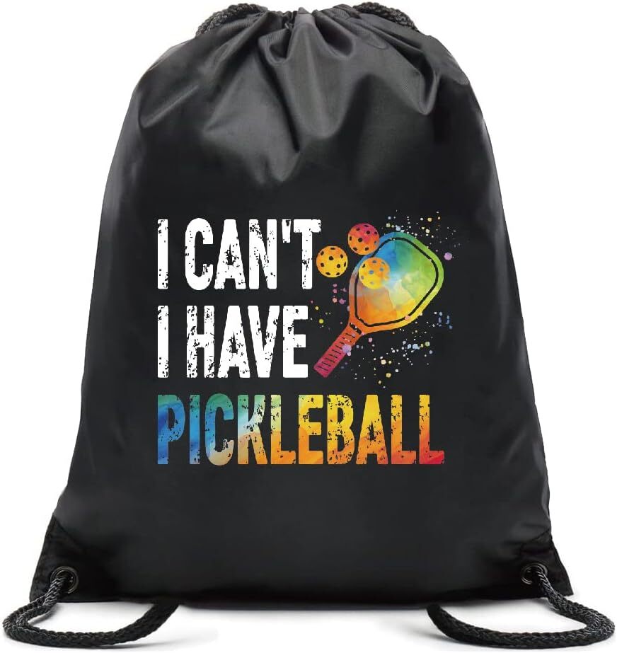 I Can I Have Pickleball Repeat Drawstring Waterproof Backpack, Pickleball...
