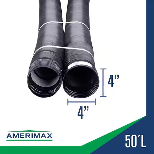 50 ft. Length Copolymer Solid Drain Pipe, Black FLEX Drain 4 in. Dia. Flexible