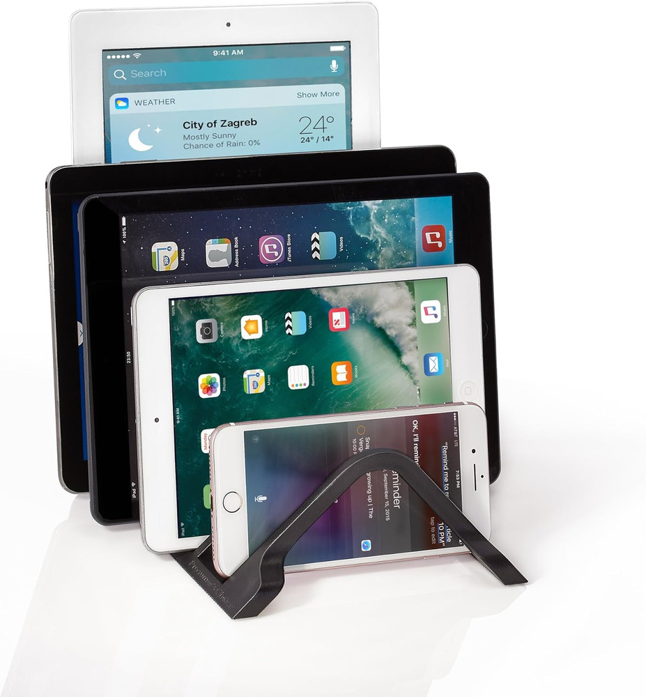 Universal Charging Rack Organizer - Multi Device Stand Holds 5 Tablets or Smartp