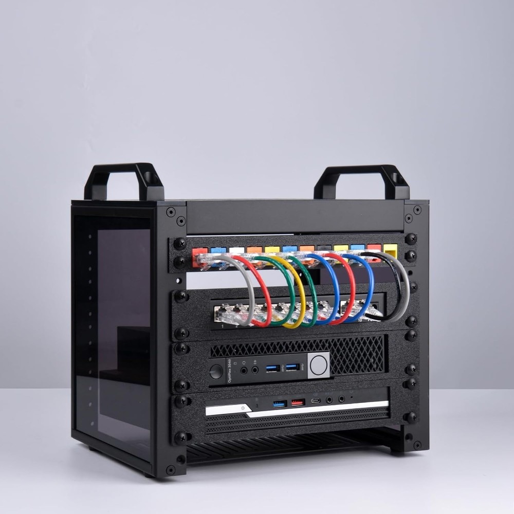 Elegant 4U Mini Server Rack - 10 Inch Black Rackmount for Optimal Cooling