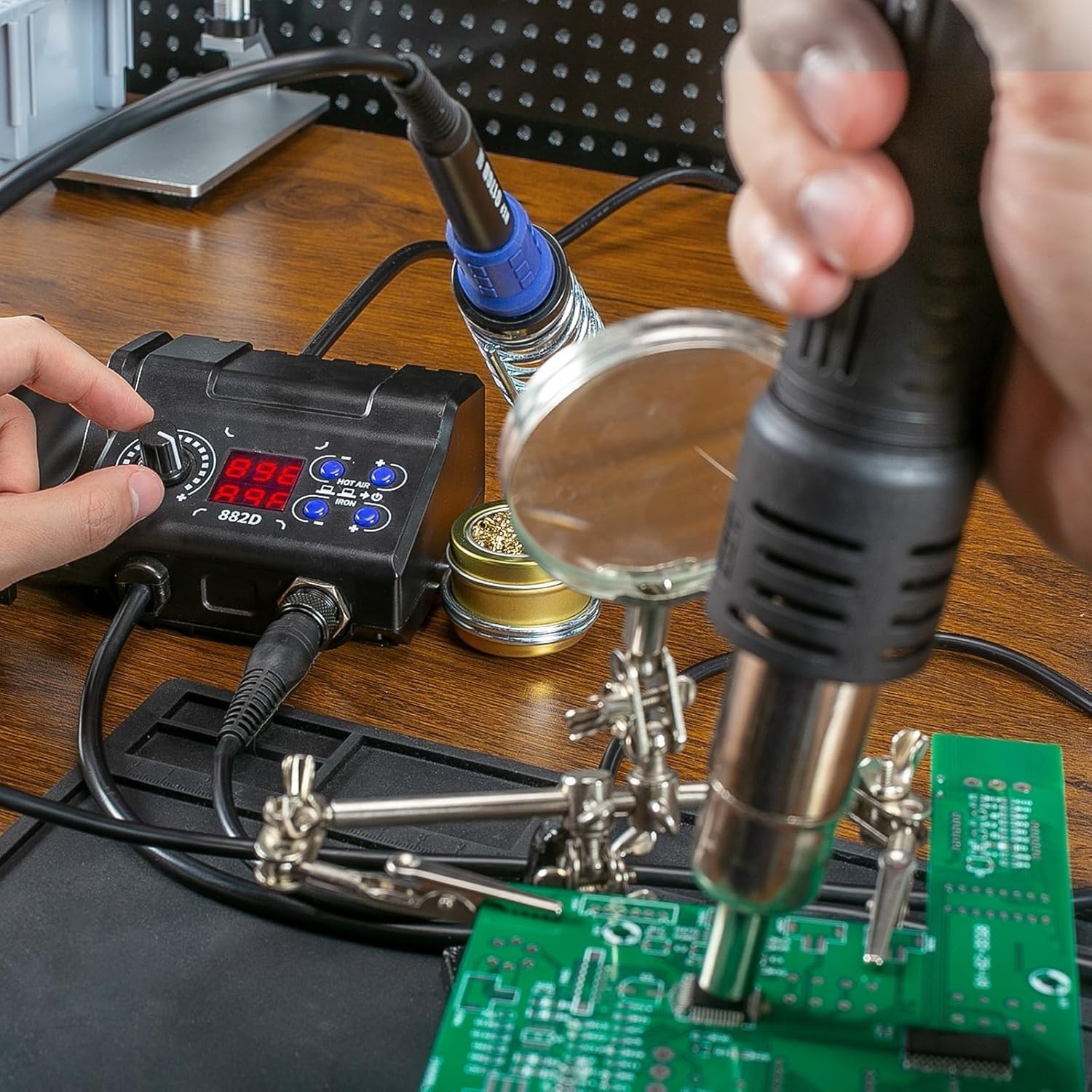 Estacion De Soldadura 2 En 1 Estación Calor Pistola Aire Caliente Digital Nuevo