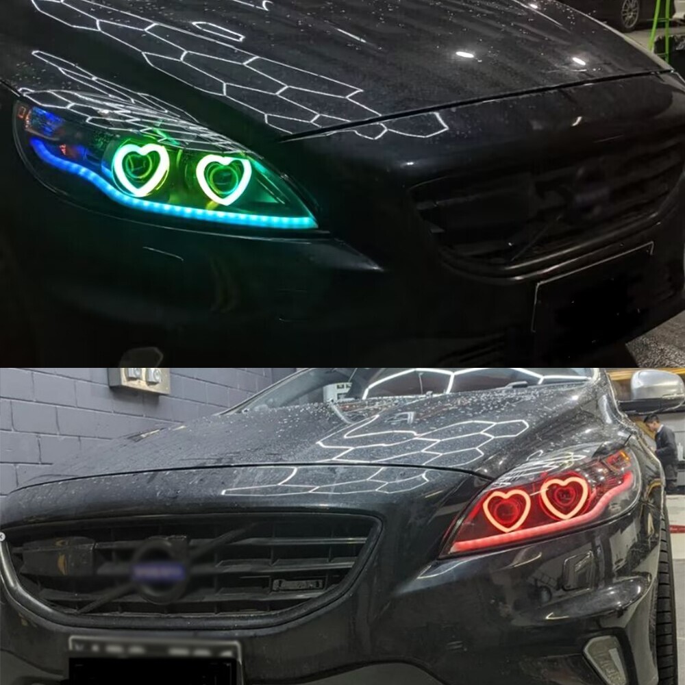 APP control Car RGB Heart LED Angel Eyes Halo Rings Headlight DRL Light Retrofit