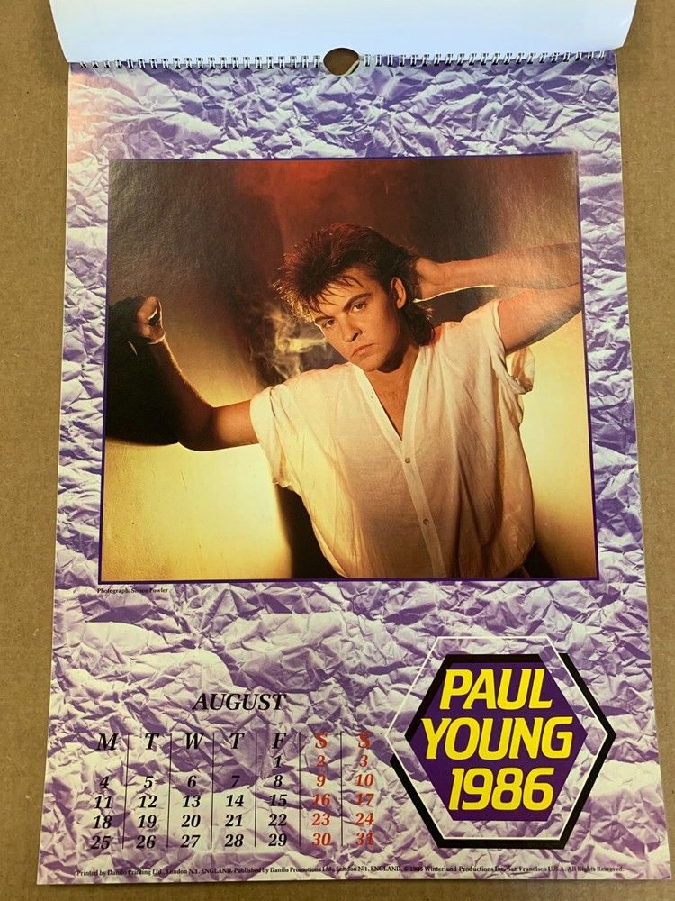 PAUL YOUNG 1986 calendar