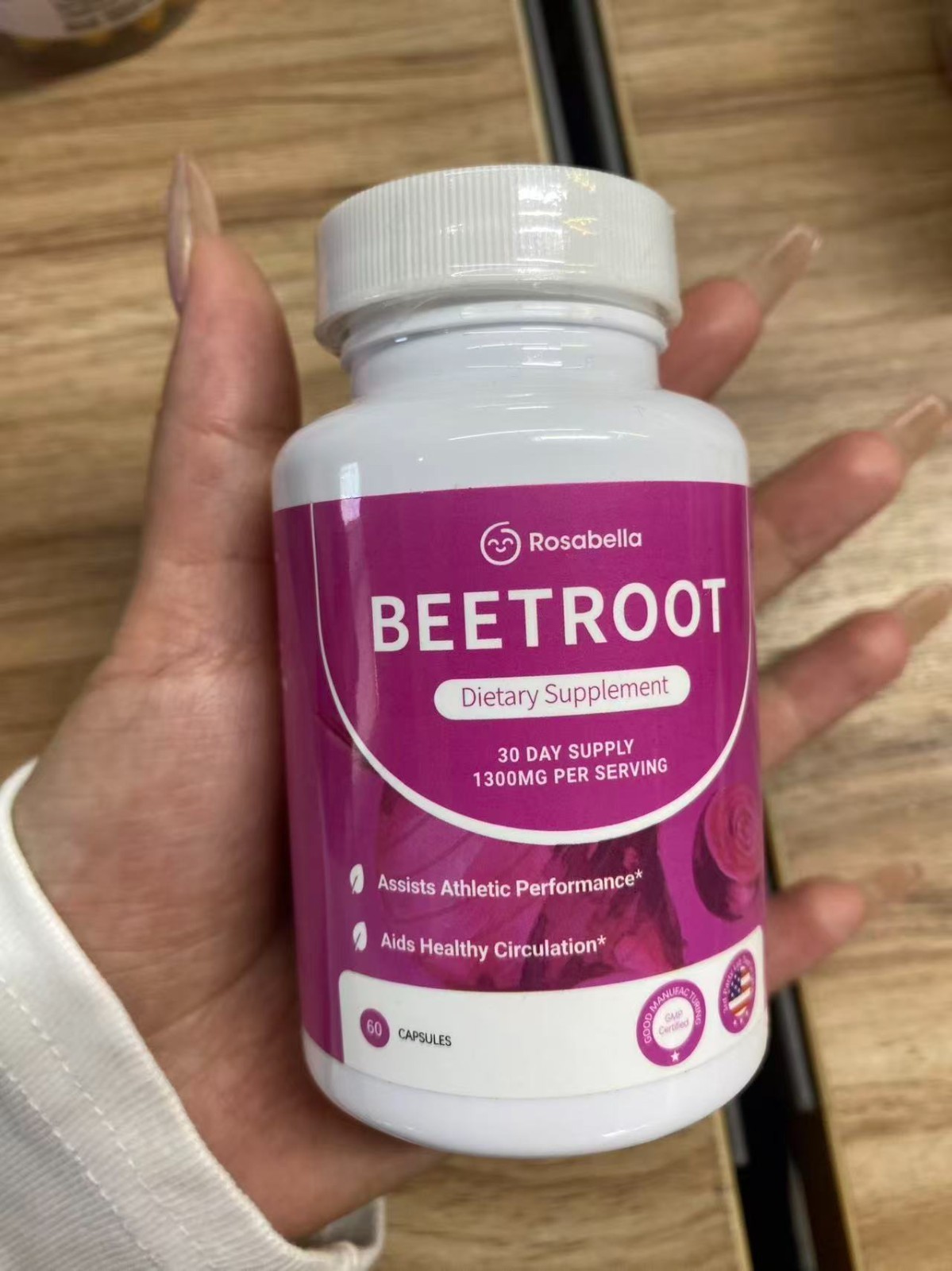 3PCS Rosabella Organic Beet Root 60 Capsules Natural Energy Boost Blood Pressure