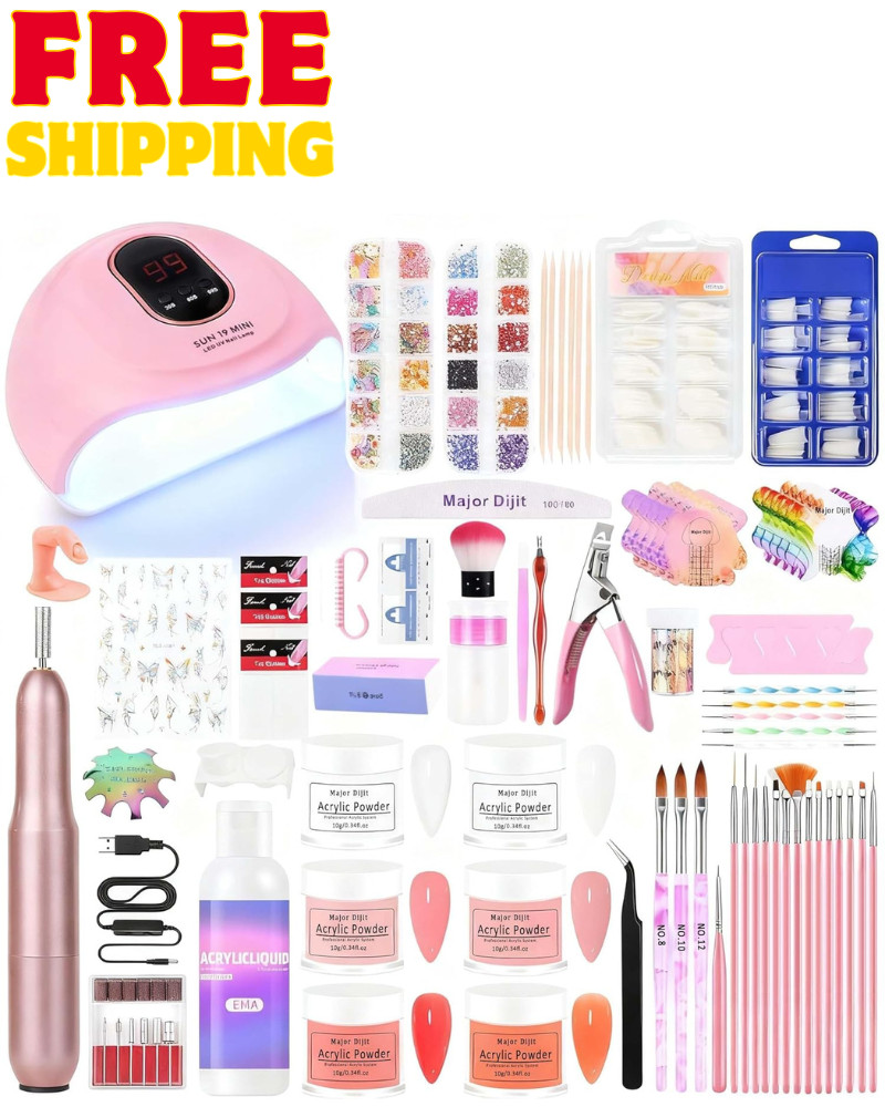 Acrylic Nail Kit with Drill & U V Light - Complete Starter Set for Beginners Wit