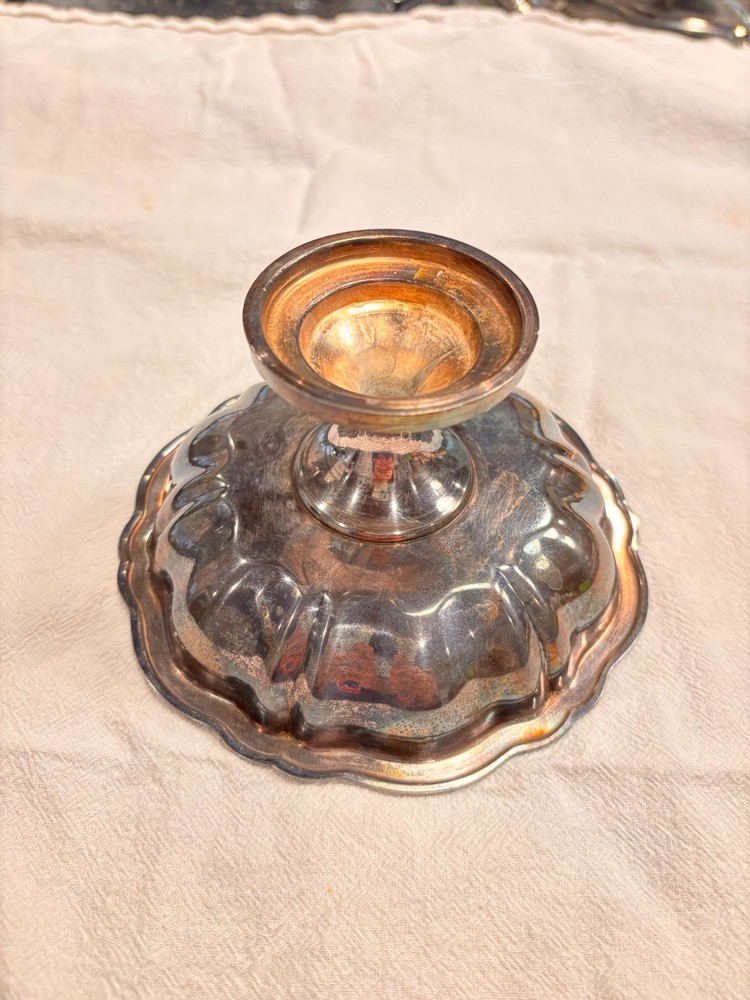 Vintage Silverplate Candy Dish with Scalloped Rim
