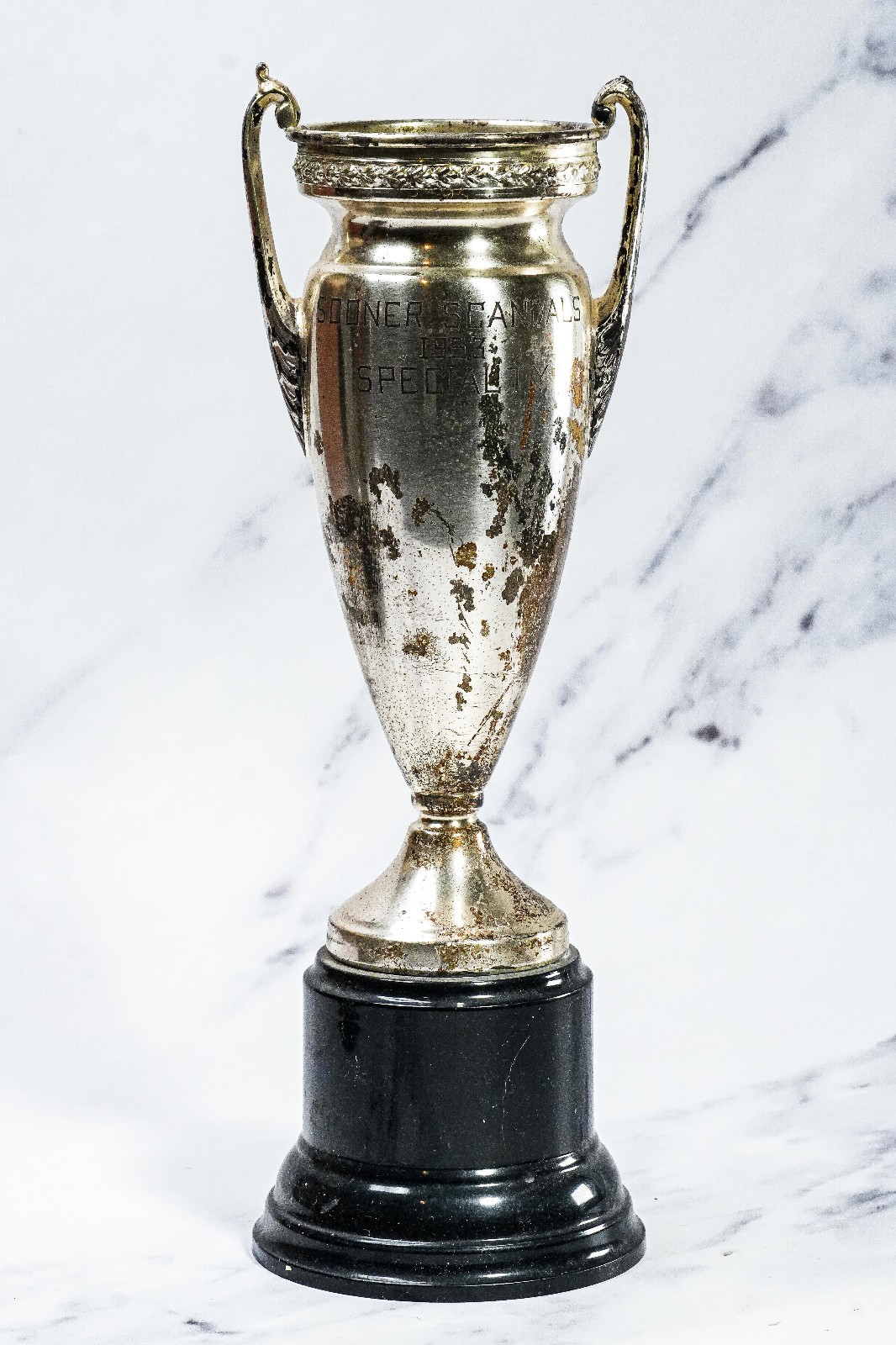 Classic Pair of Large Silverplate Antique Trophy Cup Trophies Home Decor Prop