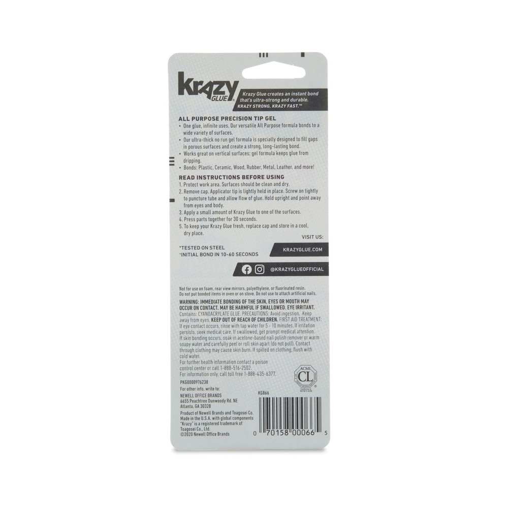 Krazy Glue, All Purpose Gel, Precision Tip, 2 g 1 Count