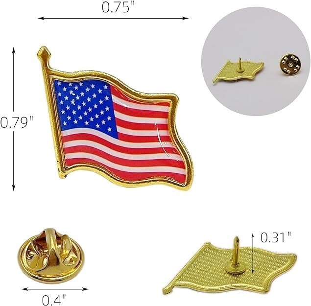 American Flag Lapel Pins Lot of 10 USA Hat Tie Tack Badge