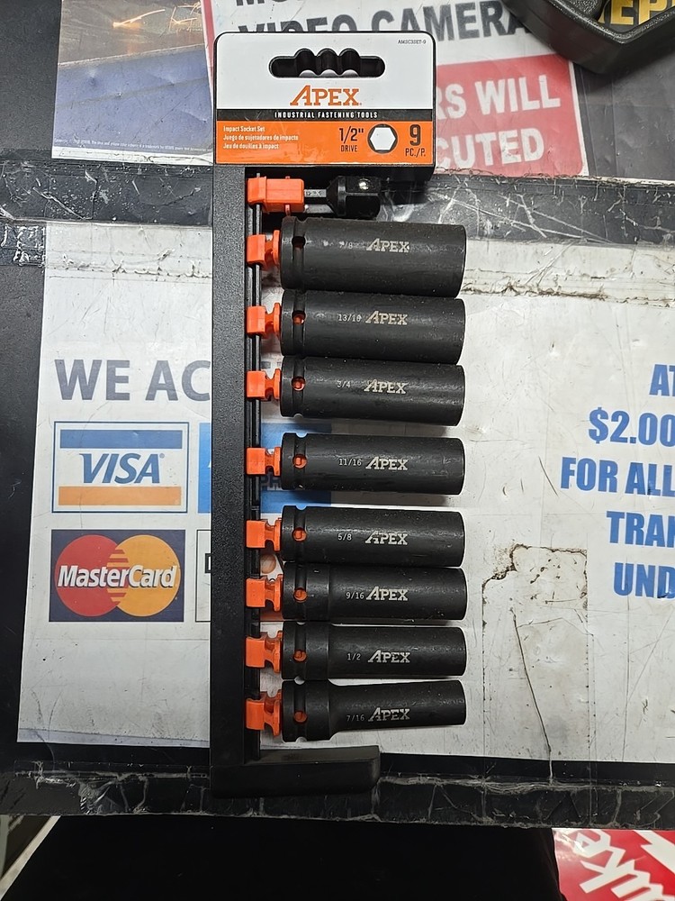 Apex 9pc 1/2" Impact Socket Set-SAE AMSC3SET-9