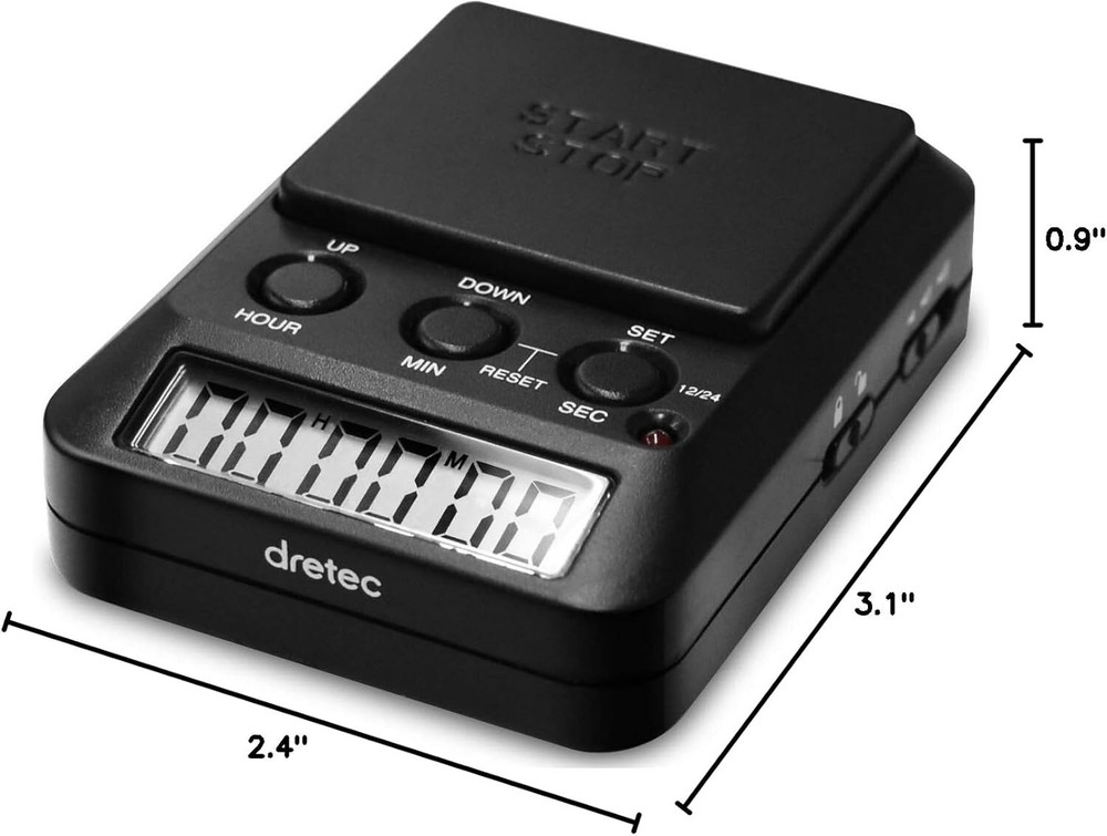 Ergonomic Large Button Timer - Stopwatch & Countdown Functions for Focused Tasks